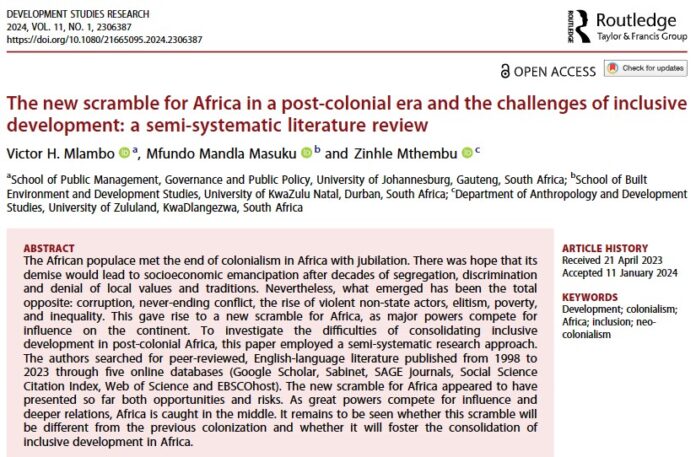 The New Scramble for Africa: Challenges and Opportunities for Inclusive Development in a Post-Colonial Era