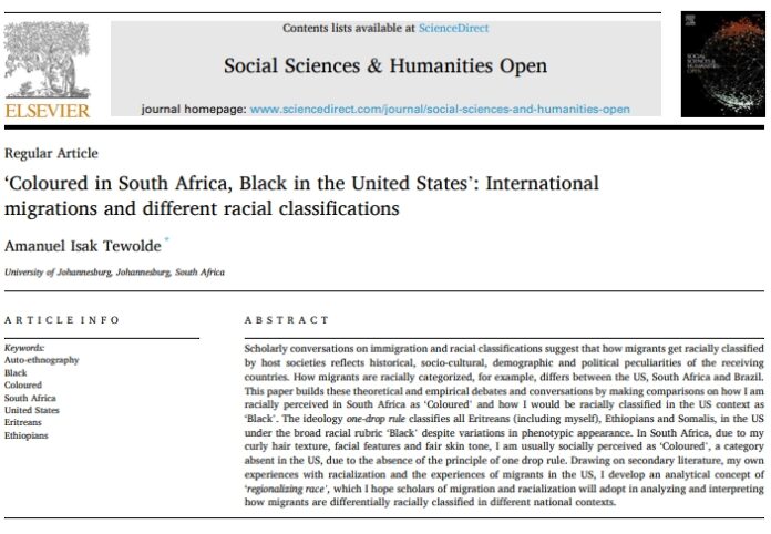Coloured in South Africa, Black in the United States’: International migrations and different racial classifications