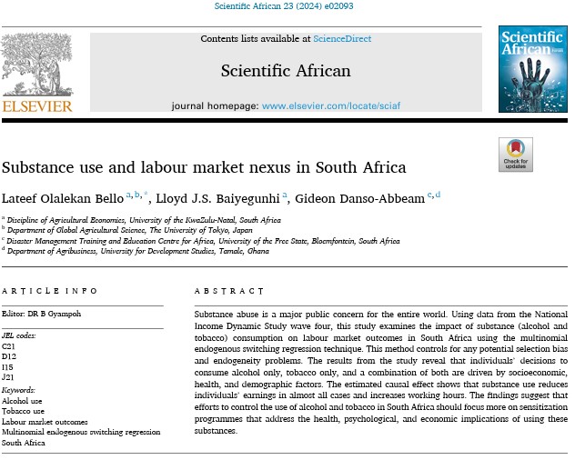 Impact of Alcohol and Tobacco Use on Labor Market Outcomes in South Africa: A Comprehensive Study