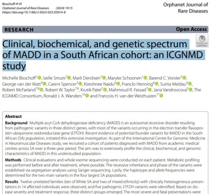 July 2024: Paper of the Month by Bisschoff, et al., 2024Study Uncovers Genetic Insights and Treatment Efficacy of MADD in South African Patients