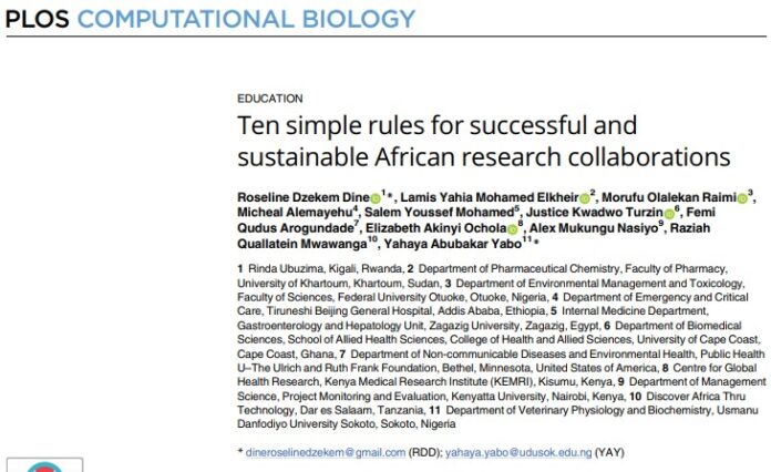November 2024: Paper of the Month by Dine, et al. 2024 - 10 Essential Rules for Building Successful and Sustainable African Research Collaborations