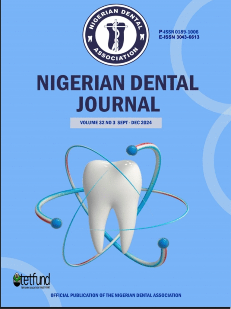 Nigerian Dental Journal (NDJ) Indexed in AR Index | Open Access Dentistry Research from Nigeria