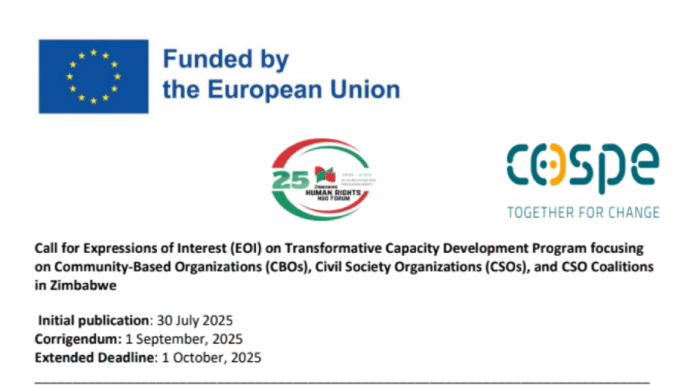Call for Expressions of Interest: Transformative Capacity Development Program for CBOs, CSOs, and Coalitions in Zimbabwe 2025–2026